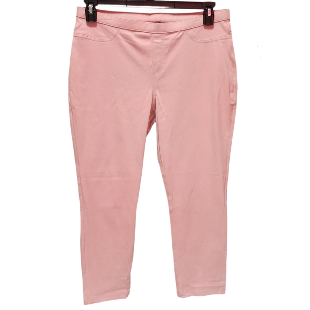 Hue Denim Capri Leggings Mid-Rise Pull-On Women's Essential, Color Bridal Rose L